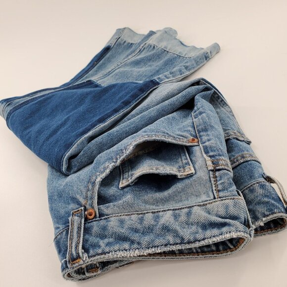 H&M Conscious Cropped Straight Jeans Womens Size 6 Blue Button Front - Picture 5 of 6